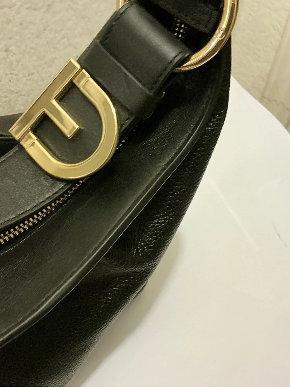 Cole Haan Kamila Black Leather Hobo with Gold Hardware
